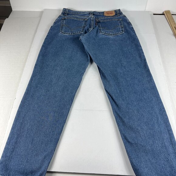Y2K Levi's Jeans Women's Measured 32x31 550 Relaxed Tapered Blue Denim Tag 14 L - Picture 8 of 16
